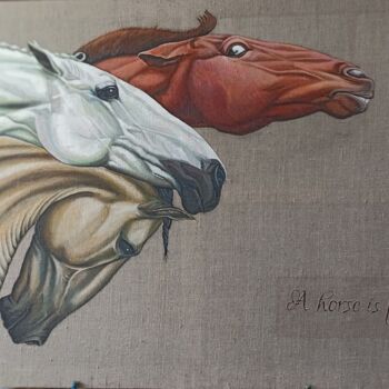 "A horse" başlıklı Tablo Anatoli Caftaev tarafından, Orijinal sanat, Petrol