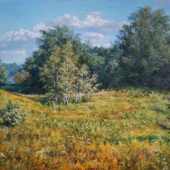 Painting titled "Near the Volga rive…" by Anatoliy Nozdrin, Original Artwork, Oil
