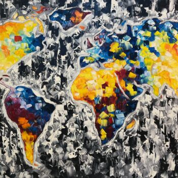 Картина под названием "The world full of c…" - Anaya, Подлинное произведение искусства, Масло Установлен на Деревянная рама…