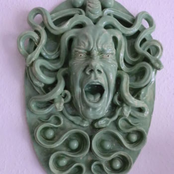 Skulptur mit dem Titel "Jugendstil Relief…" von Andimar, Original-Kunstwerk, Keramik