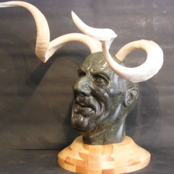 Skulptur mit dem Titel "Curly  ( Faun mit g…" von Andimar, Original-Kunstwerk