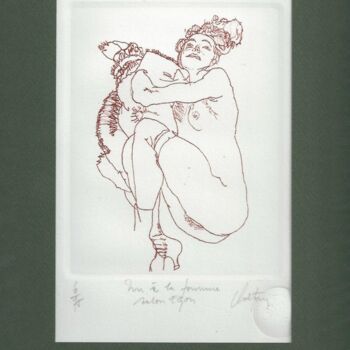 Impressões e gravuras intitulada "Nu à la fourrure se…" por André Colpin, Obras de arte originais