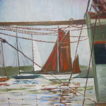 Картина под названием "fête maritime à Cam…" - André Le Nen, Подлинное произведение искусства, Масло