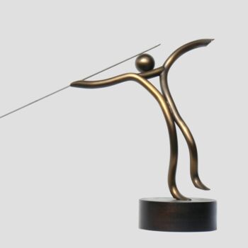 Sculpture titled "Athletisme _ Javelot" by André Michel, Original Artwork, Metals