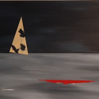 Painting titled "Vague rouge" by André Roeser, Original Artwork, Acrylic Mounted on Wood Stretcher frame