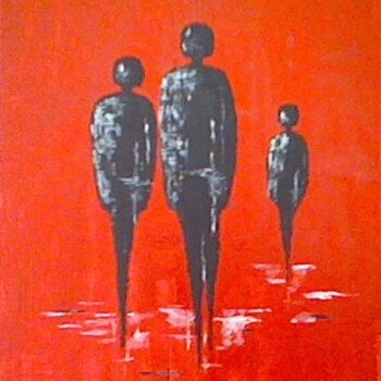 Painting titled "Une famille ..." by André Roeser, Original Artwork, Acrylic Mounted on Wood Stretcher frame