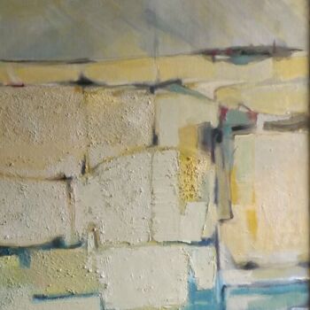 Painting titled "Falaises" by André Schembri, Original Artwork, Oil Mounted on Wood Stretcher frame