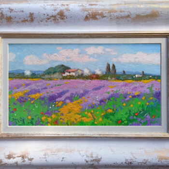 Pintura titulada "Bloomed field - Tus…" por Andrea Borella, Obra de arte original, Oleo Montado en Panel de madera
