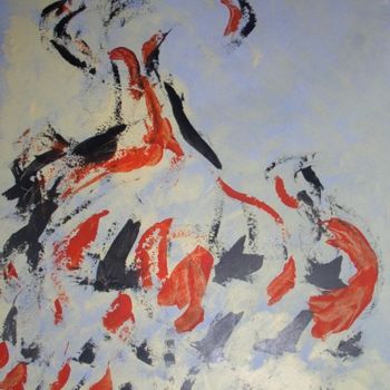 Painting titled "Gitane rouge et noi…" by Andrée Mollard, Original Artwork, Acrylic