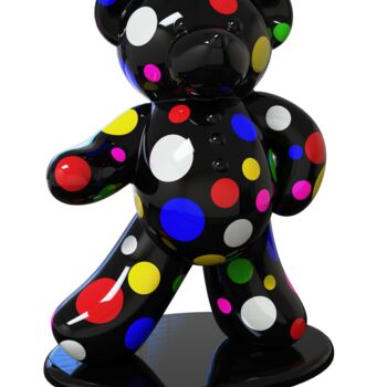 Skulptur mit dem Titel "Ours Pop Art Dot Bl…" von Harouna Andre Guillabert Gacko, Original-Kunstwerk, Harz