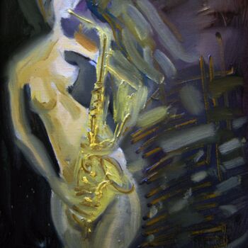 Ζωγραφική με τίτλο "Saxophonists never…" από Andrei Bondarau, Αυθεντικά έργα τέχνης