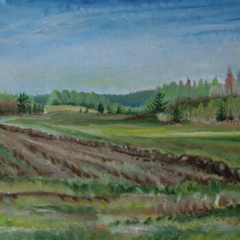 Peinture intitulée "On arable land in s…" par Andrei Klenov, Œuvre d'art originale, Huile