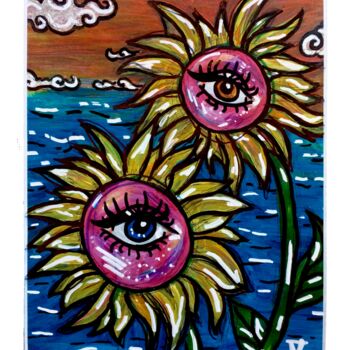 「SUNFLOWER 1」というタイトルの絵画 Andreia Barrosによって, オリジナルのアートワーク, アクリル