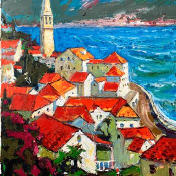 Malarstwo zatytułowany „Montenegro, Perast…” autorstwa Andrey Chebotaru, Oryginalna praca, Olej