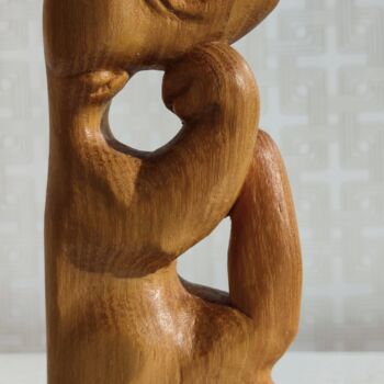 Sculpture titled "Kind Angry Dog" by Andrei Latyshev, Original Artwork, Wood