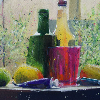 Painting titled "Soda et citrons #1" by André Méhu, Original Artwork, Gouache