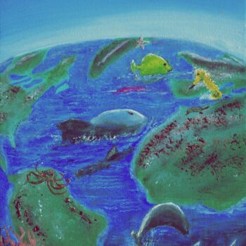 Pintura intitulada ""Sea Creatures" (Da…" por Andrew Troyer, Jr, Obras de arte originais, Óleo Montado em Armação em madeira