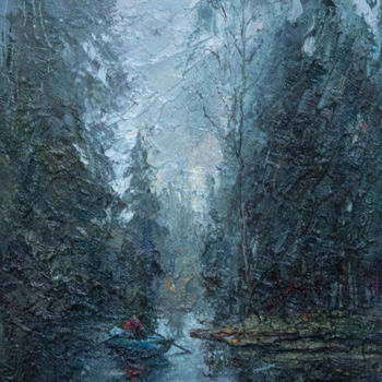 Peinture intitulée "Осенний туман" par Andrei Iakovlev, Œuvre d'art originale, Huile