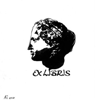 Schilderij getiteld "Ex libris" door Andrey Epishin, Origineel Kunstwerk, Inkt