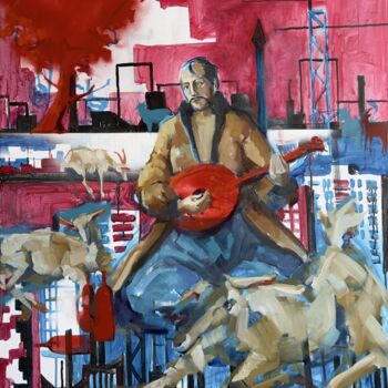Pintura titulada "Cossac Mamai (with…" por Andrii Davydenko, Obra de arte original, Oleo Montado en Bastidor de camilla de m…