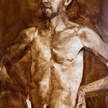 Peinture intitulée "Autoportrait" par Andrii Davydenko, Œuvre d'art originale, Huile Monté sur Châssis en bois