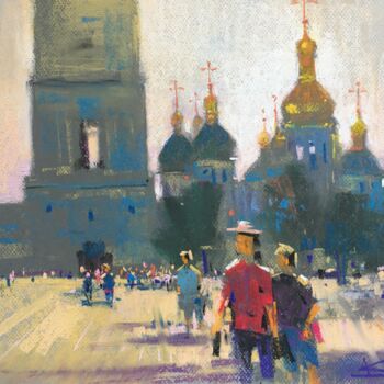 Рисунок под названием "Summer day on Sofia…" - Andrii Kovalyk, Подлинное произведение искусства, Пастель