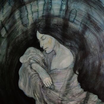 Tekening getiteld "Sleeping Under Water" door Natalia Andrushaewa, Origineel Kunstwerk, Potlood
