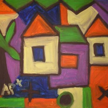 Painting titled "maisons" by Andy Pilgrimm, Original Artwork