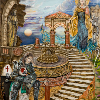绘画 标题为“Guerrera medieval” 由Angel Sanchez, 原创艺术品, 油