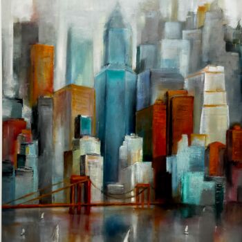 Pintura titulada "Landing at Manhattan" por Angela Di Teodoro, Obra de arte original, Oleo