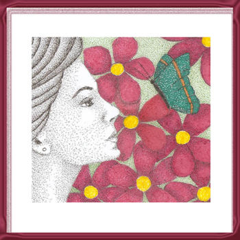 Dessin intitulée "entre-flores-e-borb…" par Angelica Trompieri, Œuvre d'art originale, Encre