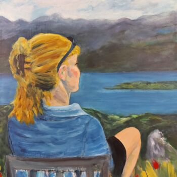 Malarstwo zatytułowany „Woman at the lake” autorstwa Angelika Scheibler, Oryginalna praca, Akryl