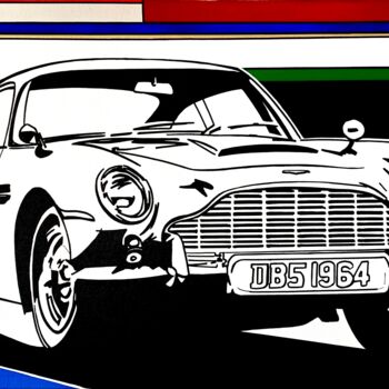 Painting titled "DB5 Aston Martin" by Angélique Dufossé, Original Artwork, Acrylic