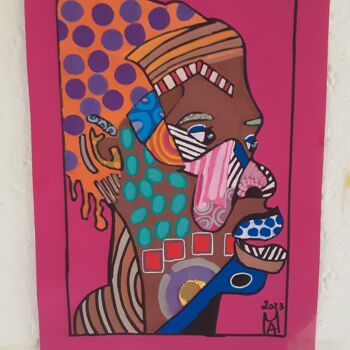 Peinture intitulée "La maschera  Africa…" par Angelo Marzullo, Œuvre d'art originale, Acrylique