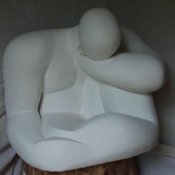 Sculpture titled "L'homme en méditati…" by Philippe Jamin, Original Artwork, Plaster