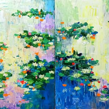 Pintura titulada "Water lily, Flower…" por Anh  Tuan Le, Obra de arte original, Acrílico