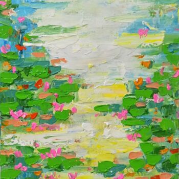 Painting titled "Water lily, Flower…" by Anh  Tuan Le, Original Artwork, Acrylic