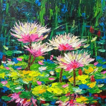 Malerei mit dem Titel "Water lily, Flower…" von Anh  Tuan Le, Original-Kunstwerk, Acryl