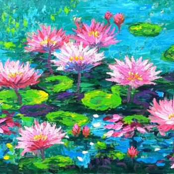 Pittura intitolato "Water lily, flower…" da Anh  Tuan Le, Opera d'arte originale, Acrilico