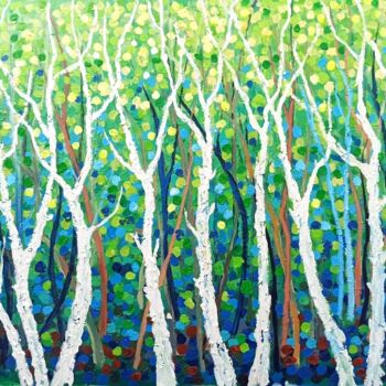 Pintura titulada "Spring Tree 01" por Anh  Tuan Le, Obra de arte original, Acrílico