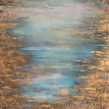 Painting titled "Tranquil Reflective…" by Danguole Serstinskaja, Original Artwork, Acrylic