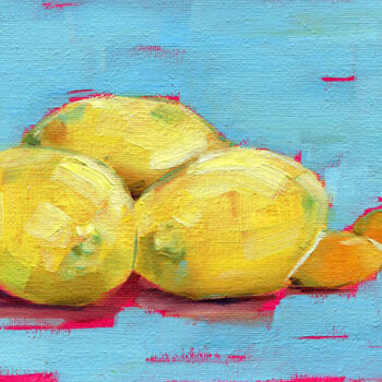 Ζωγραφική με τίτλο "Lemons & kumquat" από Anja Rudko, Αυθεντικά έργα τέχνης, Λάδι