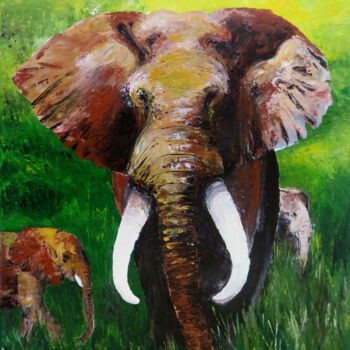 Pintura titulada "Elefantebulle I Afr…" por Anja Semling, Obra de arte original, Acrílico Montado en Bastidor de camilla de…