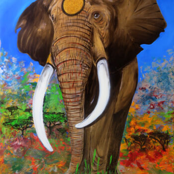 "Mythos Elefant I El…" başlıklı Tablo Anja Semling tarafından, Orijinal sanat, Akrilik Ahşap Sedye çerçevesi üzerine monte e…