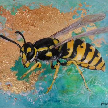 Malerei mit dem Titel "Vespula Vulgaris I…" von Anja Semling, Original-Kunstwerk, Acryl Auf Keilrahmen aus Holz montiert