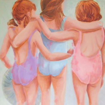Peinture intitulée "Petites cousines" par Ann Masseaut-Franchet, Œuvre d'art originale, Huile Monté sur Châssis en bois