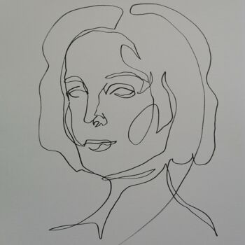 Tekening getiteld "Portrait d'une femme" door Anna An, Origineel Kunstwerk, Marker
