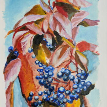 Pittura intitolato "Wild grapes origina…" da Anna Brazhnikova, Opera d'arte originale, Olio