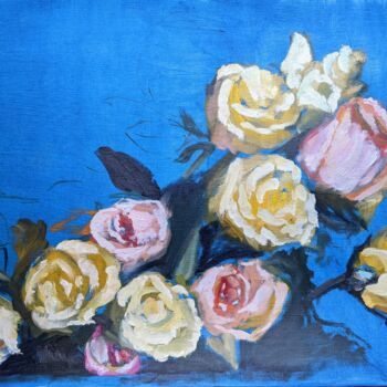 Pintura intitulada "Yellow roses out of…" por Anna Brazhnikova, Obras de arte originais, Óleo
