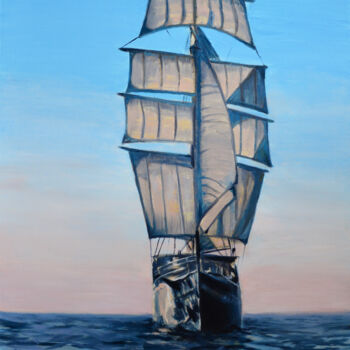 Pintura intitulada "Tall ship" por Anna Brazhnikova, Obras de arte originais, Óleo